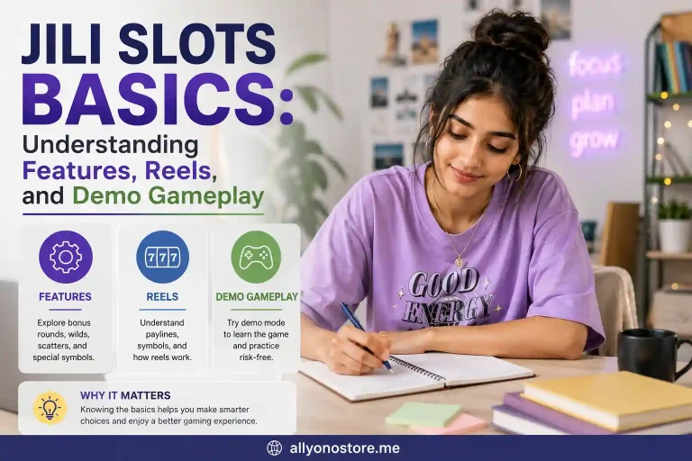 Jili slots basics guide featuring an Indian Gen Z gamer learning reels, features, and demo gameplay concepts