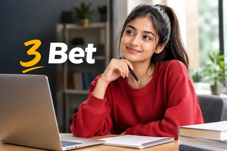 3 bet featured image showing a young woman studying and researching online in a modern workspace with a laptop and notebook.